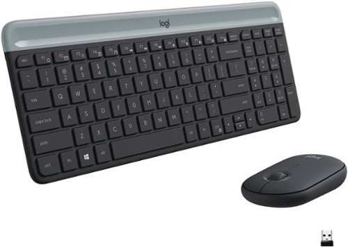Logitech - MK470 Full-size Wireless Scissor Keyboard and Mouse Bundle for Windows with Quiet clicks - Black/Gray