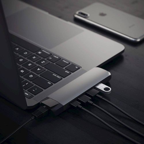 Satechi Type-C Pro Hub Adapter with Ethernet - 4K HDMI, USB-C PD, Gigabit Ethernet, USB 3.0, Micro SD Card Slot - Space Gray WHERE TO BUY