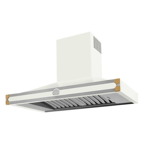 La Cornue - CornuFé 43" Externally Vented Range Hood - Pure White With Stainless Steel Trim