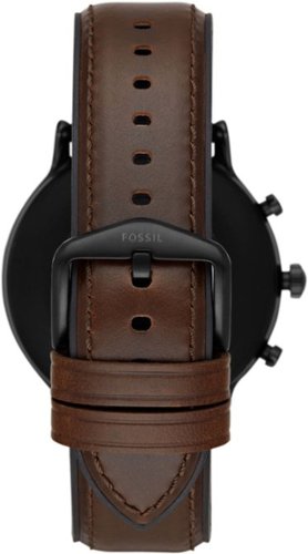 Fossil Gen 5 Smartwatch 44mm Stainless Steel - Black with Brown Leather Band WORLDWIDE DELIVERY