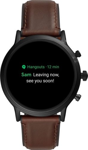 Fossil Gen 5 Smartwatch 44mm Stainless Steel - Black with Brown Leather Band WHERE TO BUY