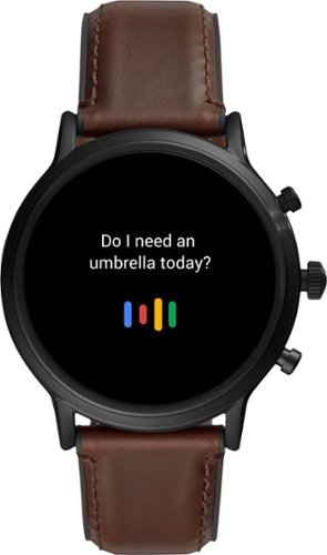 Fossil Gen 5 Smartwatch 44mm Stainless Steel - Black with Brown Leather Band SHOP ONLINE