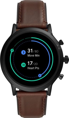 Fossil Gen 5 Smartwatch 44mm Stainless Steel - Black with Brown Leather Band BUY ONLINE