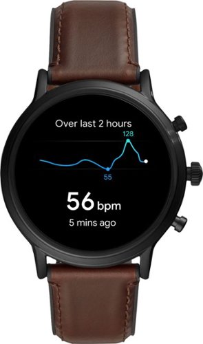 Fossil Gen 5 Smartwatch 44mm Stainless Steel - Black with Brown Leather Band BUY IN EUROPE