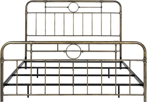 Walker Edison - Industrial King Metal Pipe Bed Frame - Bronze