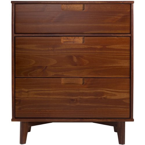 Walker Edison - Mid Century Modern 3-Drawer Wood Dresser - Walnut