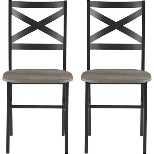 Walker Edison - X-Back Metal and Wood Dining Chair (Set of 2) - Gray Wash-Front_Standard 