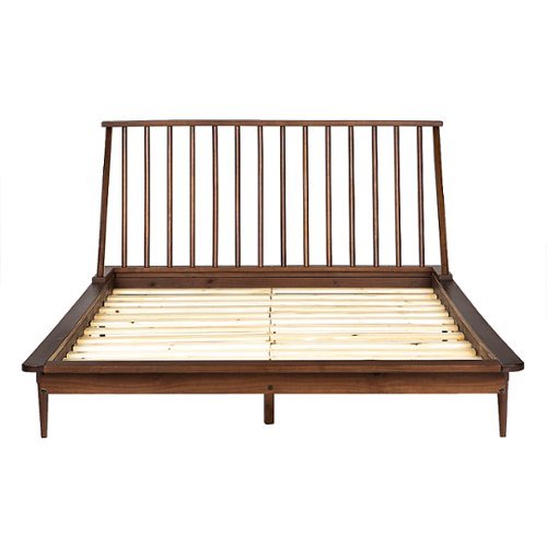Walker Edison - Boho Solid Wood Queen Spindle Bed Frame - Walnut