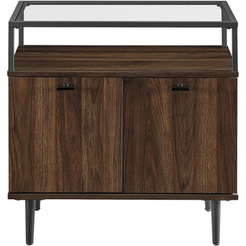 Walker Edison - Rectangular Modern Steel / Tempered Glass Side Table
