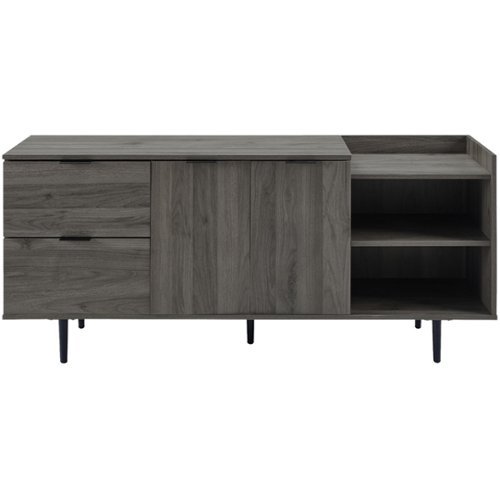 Walker Edison - Modern TV Stand Cabinet for Most Flat-Panel TVs Up to 46" - Slate Gray-Front_Standard 