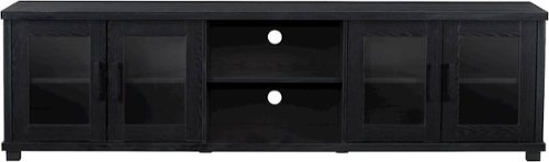 CorLiving - Fremont TV Bench with Glass Cabinets for TVs up to 95" - Ravenwood Black