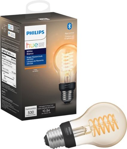 Philips - Hue White Filament A19 Bluetooth Smart LED Bulb - Amber