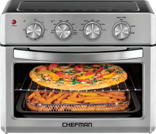  Chefman - 25 L Analog Air Fryer Toaster Oven, 6 Slice, Convection w/ Auto Shut-Off, 60 Min Timer - Stainless Steel/Black