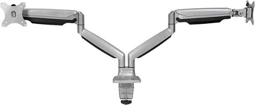 Mount-It! - Full Motion Dual Monitor Desk Mount With Gas Spring Arms - Silver