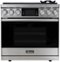Dacor - Contemporary 4.8 Cu. Ft. Freestanding Dual Fuel Four Part Pure Convection Range with Steam-Assist, NG, High Altitude - Silver Stainless Steel-Front_Standard