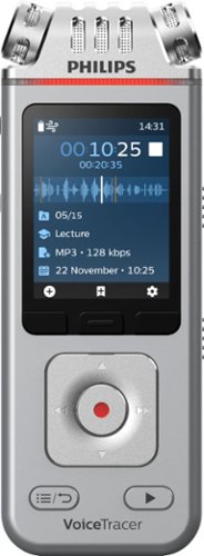 Philips VoiceTracer Digital Voice Recorder 8GB DVT4110 - Silver/Chrome