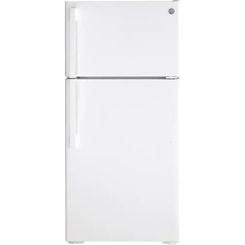 Front. GE - 15.6 Cu. Ft. Top-Freezer Refrigerator - White.