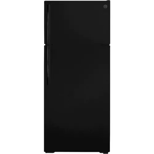 Front. GE - 17.5 Cu. Ft. Top-Freezer Refrigerator - Black.