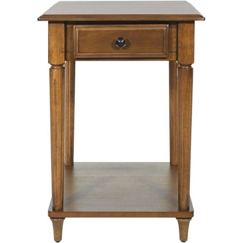 OSP Designs - Bandon Square Traditional Wood 1-Drawer End Table - Ginger Brown
