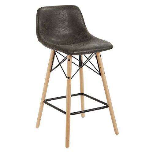 AveSix - Allen Faux Leather Counter Stool (Set of 2) - Charcoal