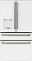 Front. Café - 27.6 Cu. Ft. 4-Door French Door Refrigerator, Customizable - Matte White.