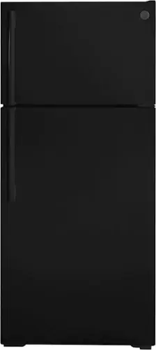 Front. GE - 16.6 Cu. Ft. Top-Freezer Refrigerator - Black.