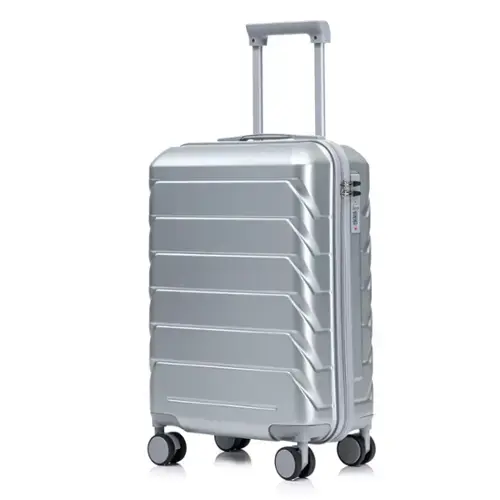 Front. Z-Edge - 20" Hardside Checked Luggage, Suitcase with Spinner Wheels, Scratch-Resistant Hardshell Suitcase with Combination Lock - Silver.
