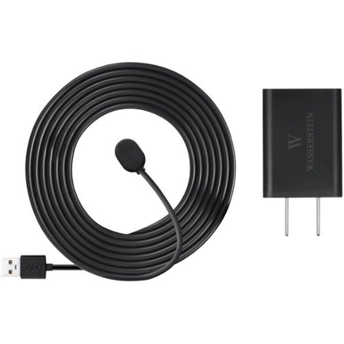 Wasserstein - Charging Cable with Power Adapter for Arlo Ultra and Pro 3 - Black-Front_Standard 