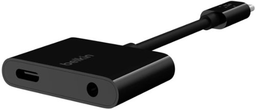 Belkin RockStar 3.5mm Audio + USB-C Charge Adapter - Black GLOBAL SHIPPING