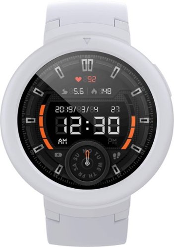 Amazfit - Verge Lite Smartwatch 43mm Polycarbonate/Fiberglass - White With White Silicone Band