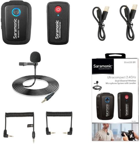 Saramonic - Ultracompact 2.4 GHz Wireless Clip-On Mic System w/ Lav & Dual-Reciever for Cameras & Mobile (Blink 500 B1)