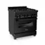 Front. ZLINE - Dual Fuel Range with Gas Stove and Electric Oven - Black Stainless Steel.