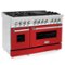 ZLINE - Professional 6 Cu. Ft. Freestanding Double Oven Dual Fuel Range - Matte Red-Front_Standard