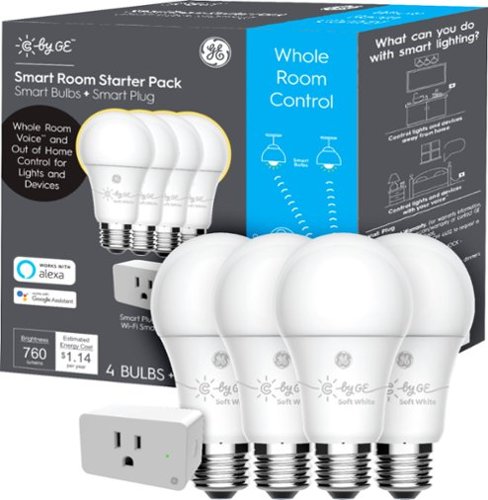  C by GE - Soft White A19 4-Pack + Smart Plug - White