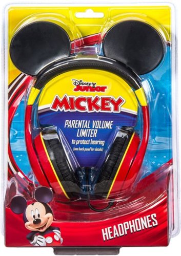eKids Disney Junior Mickey Wired On-Ear Headphones - Black/Red GLOBAL SHIPPING