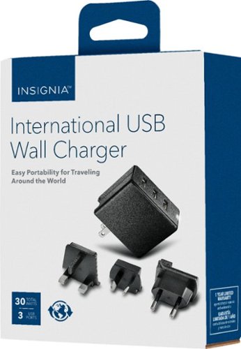 Insignia™ 30W Foldable 3 USB Port Wall Charger with EU/UK/AU rechangeable plugs - Black WHERE TO BUY