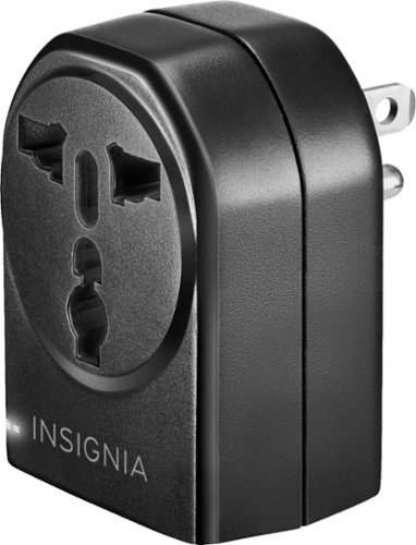Insignia™ Grounded travel adapter with 2 USB Ports - Black GLOBAL SHIPPING