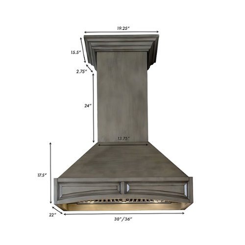 

ZLINE 36" Wooden Wall Mount Range Hood in Distressed Gray - Includes Motor (321GG-36) - Distressed Gray
