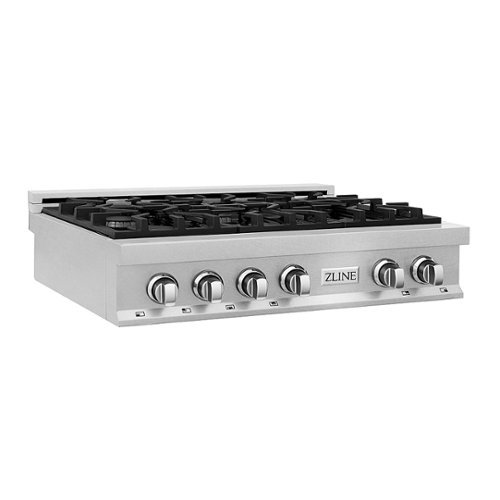 ZLINE - 36" Porcelain Gas Stovetop in Fingerprint Resistant Stainless Steel with 6 Gas Burners - Stainless Steel