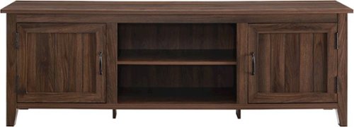 Walker Edison - Farmhouse Simple Grooved Door TV Stand for most TVs up to 80" - Dark Walnut