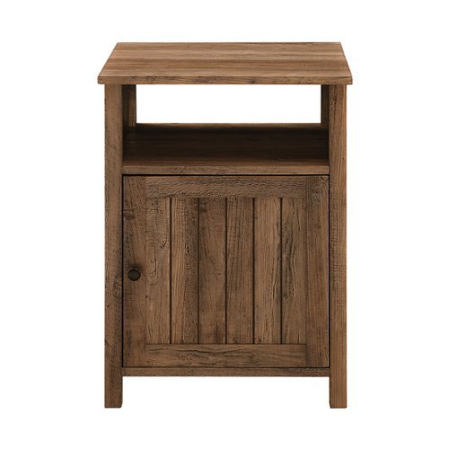 Walker Edison - Farmhouse Groove Door Side Table Cabinet - Rustic Oak
