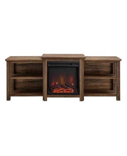 Walker Edison - Traditional Open Storage Tiered Mantle Fireplace TV Stand for Most TVs up to 85" - Rustic Oak