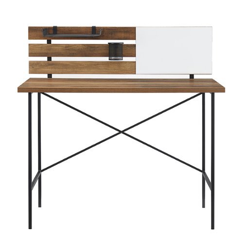 Walker Edison - White Board Slat Back Wood Computer Desk - Rustic Oak