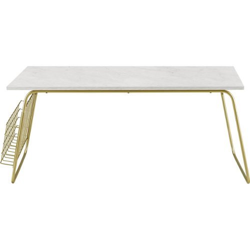 Walker Edison - Rectangular Modern High-Grade MDF Coffee Table - White Marble