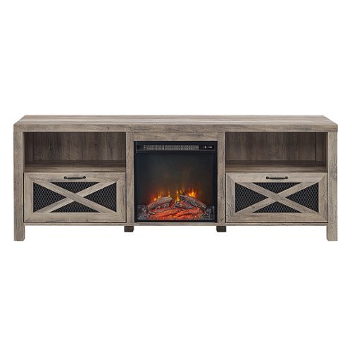 Walker Edison - Modern Farmhouse Drop Door Cabinet Fireplace TV Stand for Most TVs up to 85" - Grey Wash