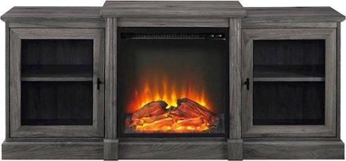 Walker Edison - Traditional Glass Two Door Tiered Mantle Fireplace TV Stand for Most TVs up to 65