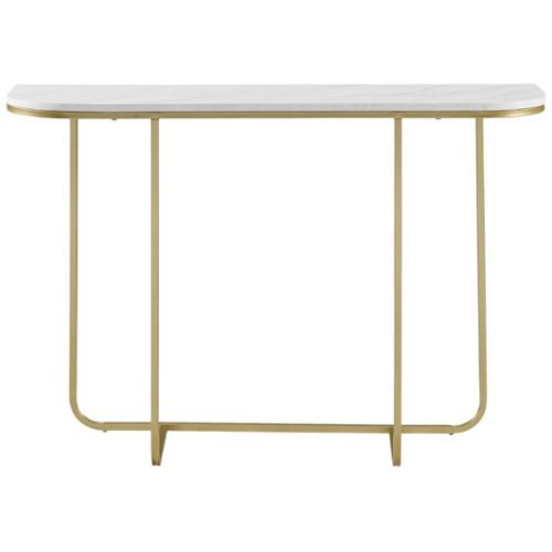 Walker Edison - Rectangular With Rounded Side Modern High-Grade MDF Entryway Table - White Marble