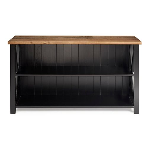 Walker Edison - 52" Solid Wood Farmhouse Storage Console - Rustic Oak/Black-Front_Standard 