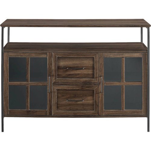 Walker Edison - Industrial High-Grade MDF 3-Door Buffet - Dark Walnut
