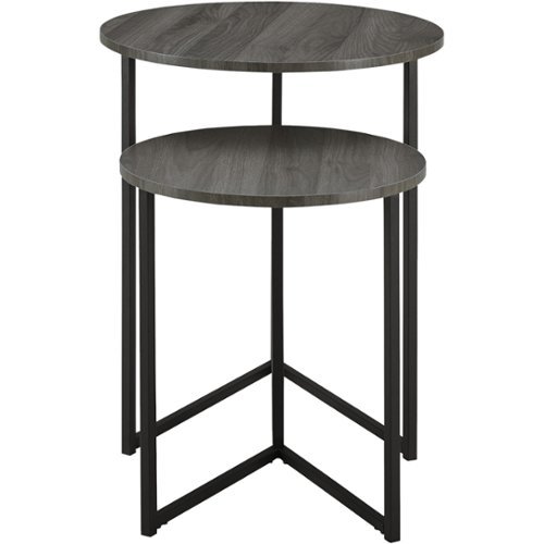 Walker Edison - V-Leg Nesting End/Side Table (Set of 2) - Slate Gray/Black
